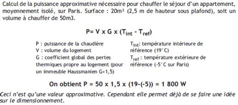 Diagramme expliquant le calcul de la puissance de chauffage