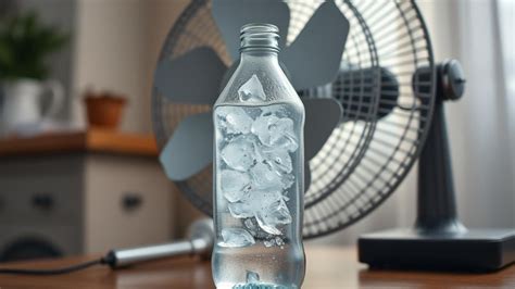 Schéma illustrant l'astuce du ventilateur avec des bouteilles d'eau glacée