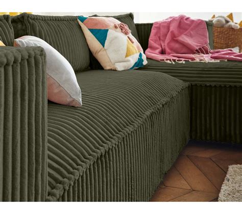 canapé d'angle vert en velours côtelé