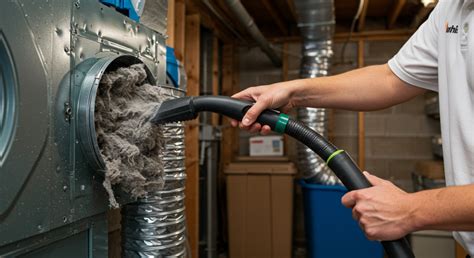 Technicien nettoyant un conduit de sécheuse avec un équipement spécialisé