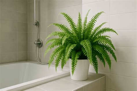 Fougère de Boston dans une salle de bain