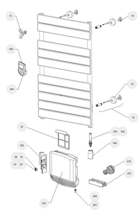 Vue éclatée d'un sèche-serviette moderne