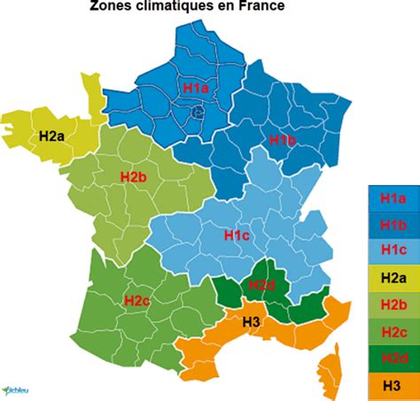 Carte des zones climatiques en France