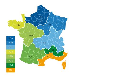 Carte des zones climatiques en France indiquant les besoins en chauffage
