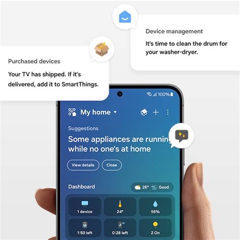 Interface de l'application SmartThings pour sèche-linge Samsung