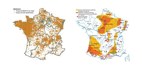 Carte des zones potentiellement exploitables en géothermie profonde