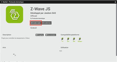 Interface de configuration d'un plugin Z-Wave dans Jeedom