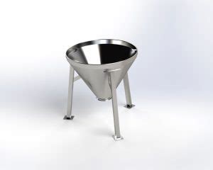 Schéma d'une trémie conique avec différentes options de sortie