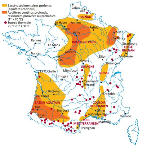 Carte du potentiel géothermique en France, avec focus sur PACA