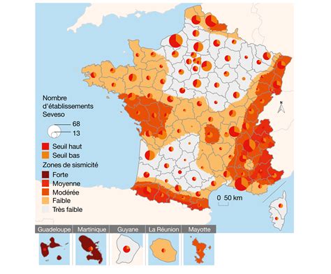 Carte de France des zones à risque Seveso