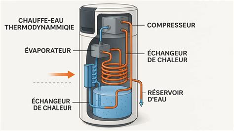 Schéma de fonctionnement d'un chauffe-eau thermodynamique