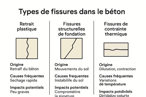 Représentation schématique des différents types de retrait du béton