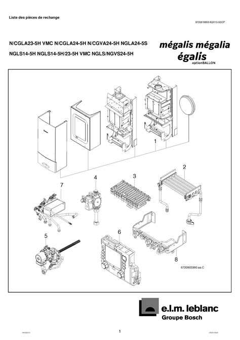Vue éclatée d'une chaudière Elm Leblanc Megalis