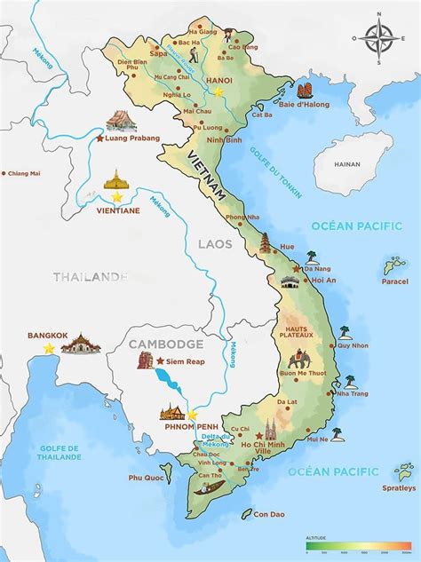 Carte du Vietnam avec les différentes zones climatiques
