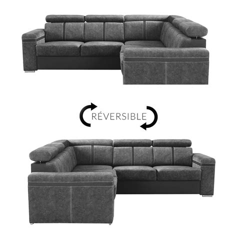 schéma d'un canapé d'angle réversible montrant les deux configurations possibles