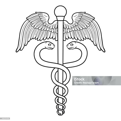 Représentation d'un caducée avec un serpent.