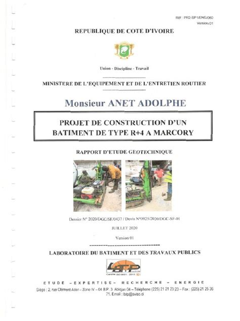 Exemple de rapport d'étude géotechnique