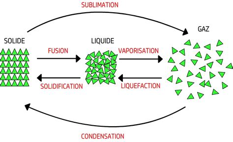 Schéma illustrant le transfert de chaleur lors d'un changement d'état (fusion de la glace)