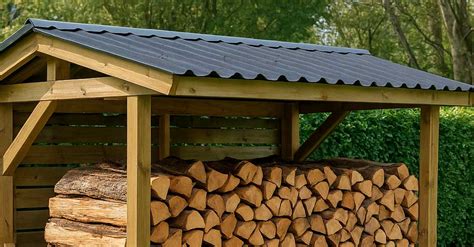 Bûches de bois bien rangées dans un abri