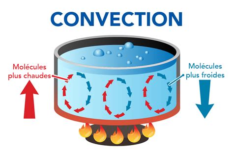 Infographie comparant la diffusion de chaleur par convection forcée et naturelle