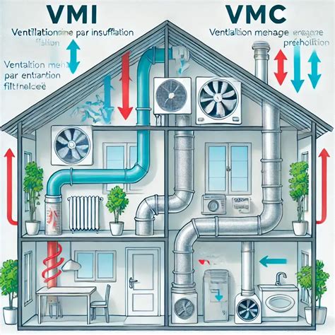 Diagramme comparatif des différents types de VMC