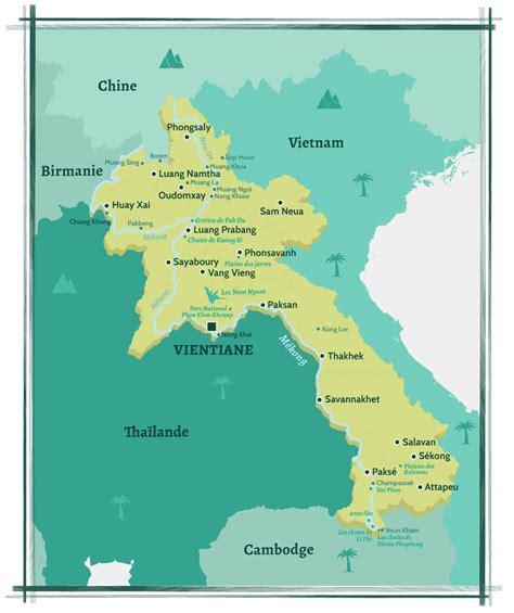 Carte du Laos avec Vientiane mise en évidence