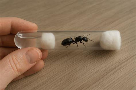 Tube à essai avec une colonie de fourmis
