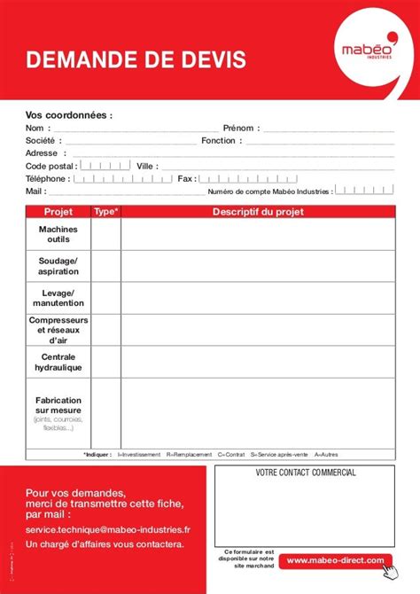 Illustration d'un formulaire de demande de devis