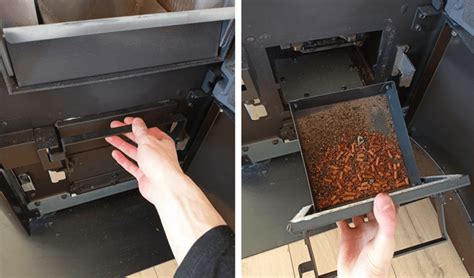 Image d'une personne nettoyant le cendrier d'un poêle à granulés