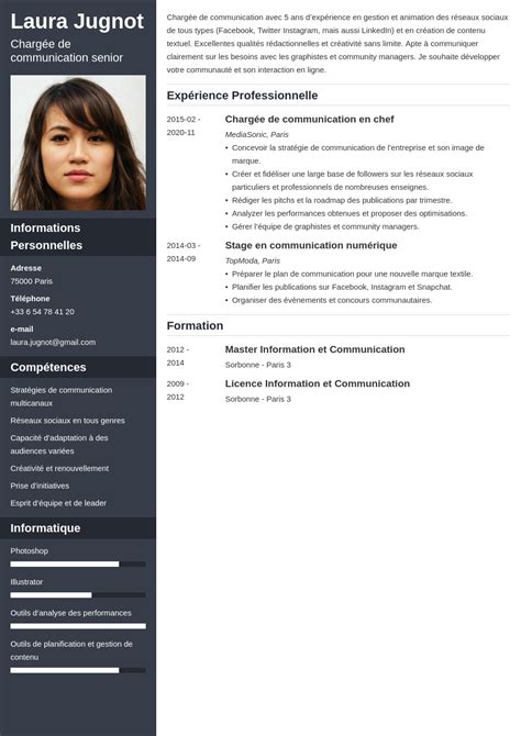 Exemple de mise en page claire pour un CV d'ingénieur